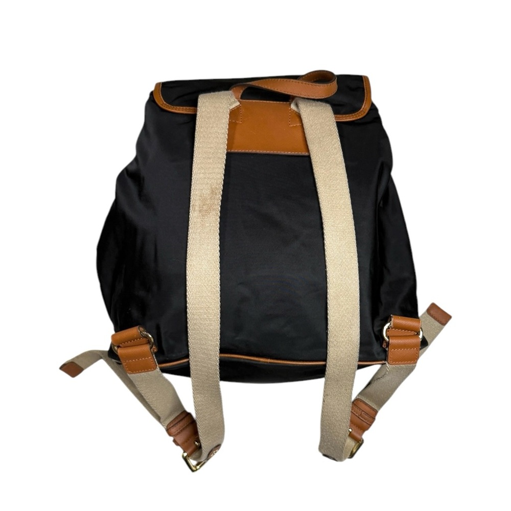 Michael Kors Black Nylon Backpack Bag with Brown Trim and Canvas Straps - Picture 2 of 6